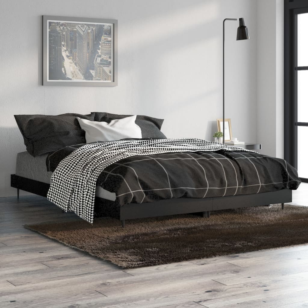 vidaXL Estructura de cama madera de ingeniería negra 140x190 cm