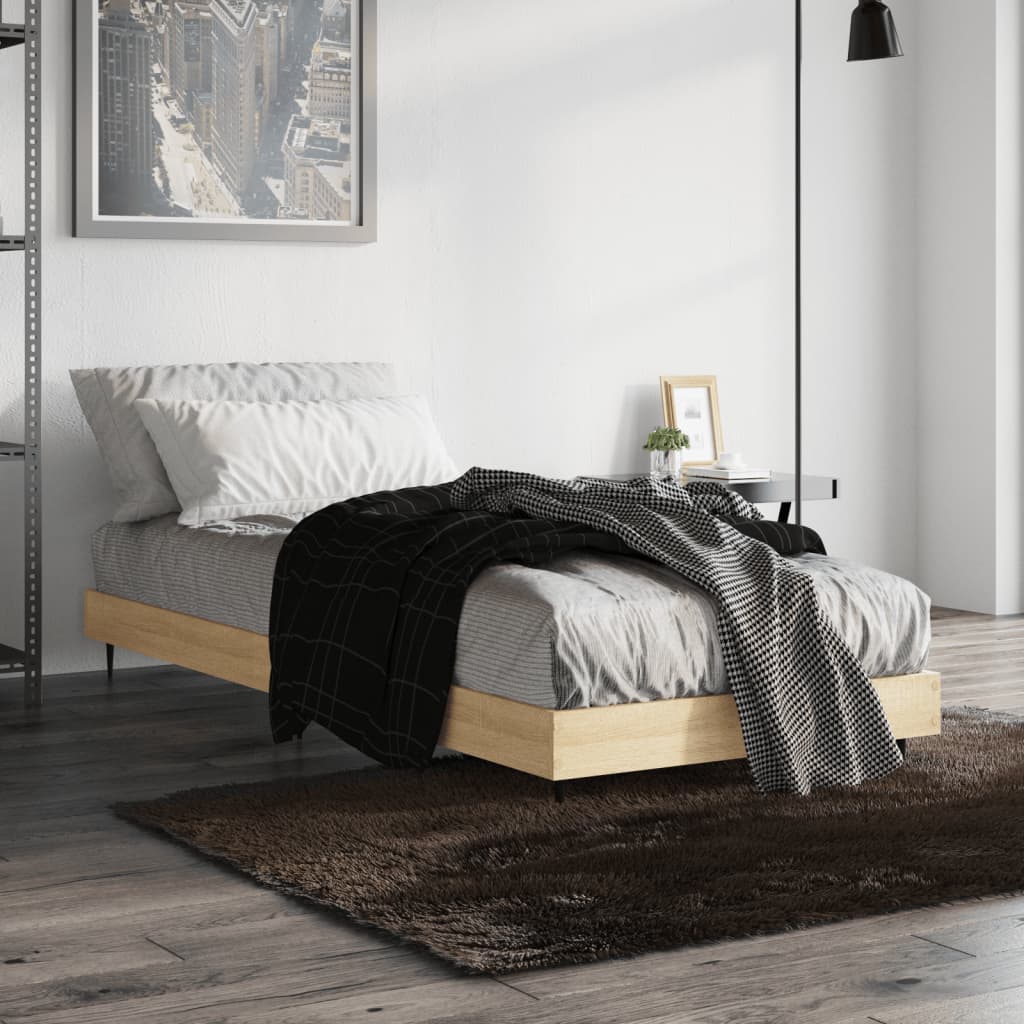 vidaXL Estructura de cama sin colchón madera roble Sonoma 75x190 cm