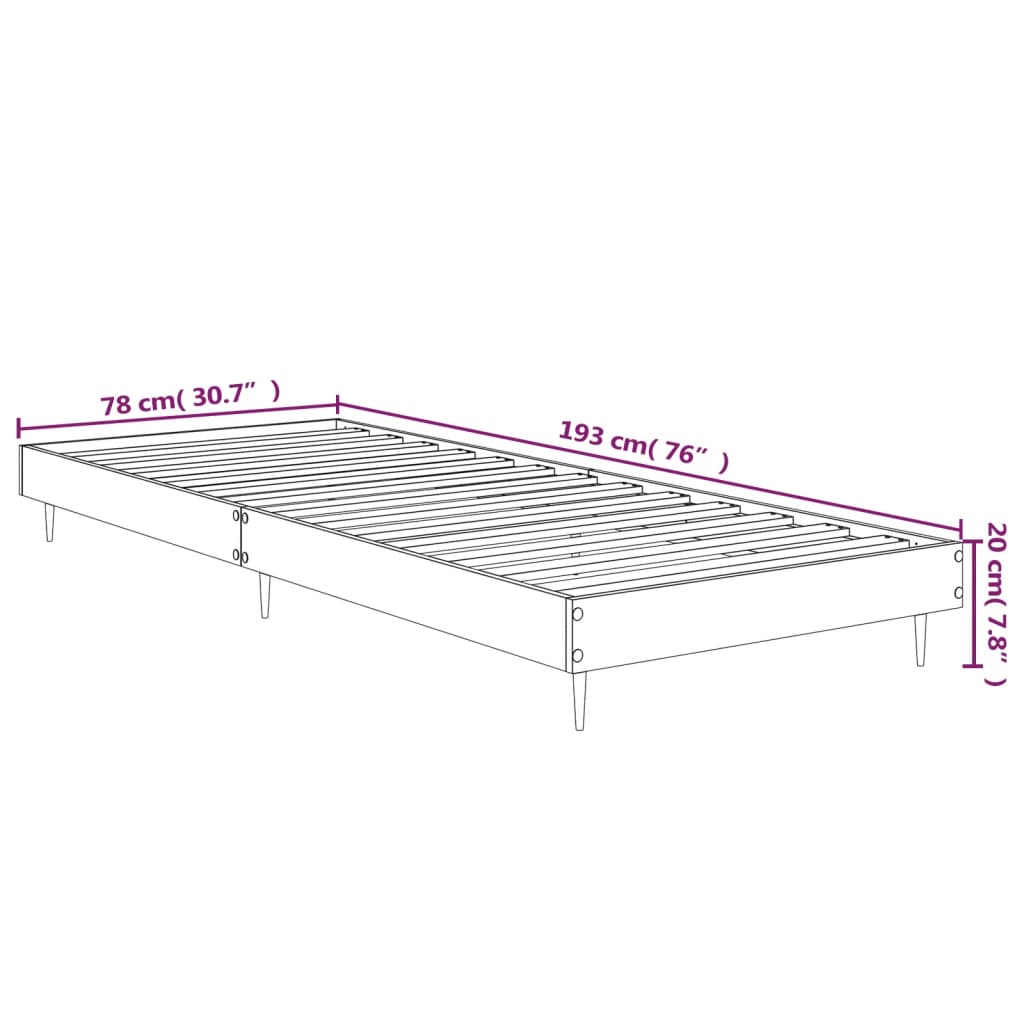 vidaXL Estructura de cama sin colchón madera roble Sonoma 75x190 cm