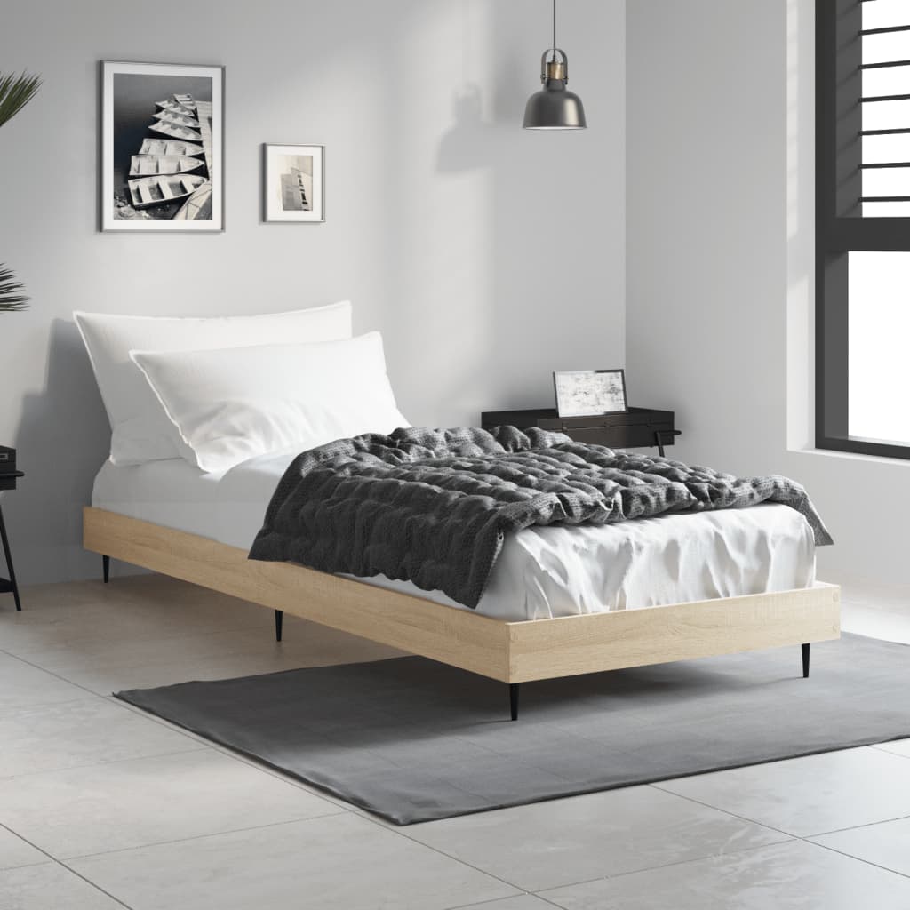 vidaXL Estructura de cama sin colchón madera roble Sonoma 75x190 cm