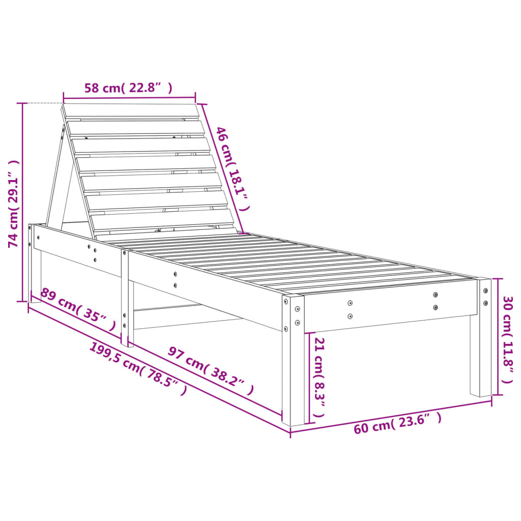 vidaXL Tumbonas con mesa 2 uds madera maciza de pino blanco