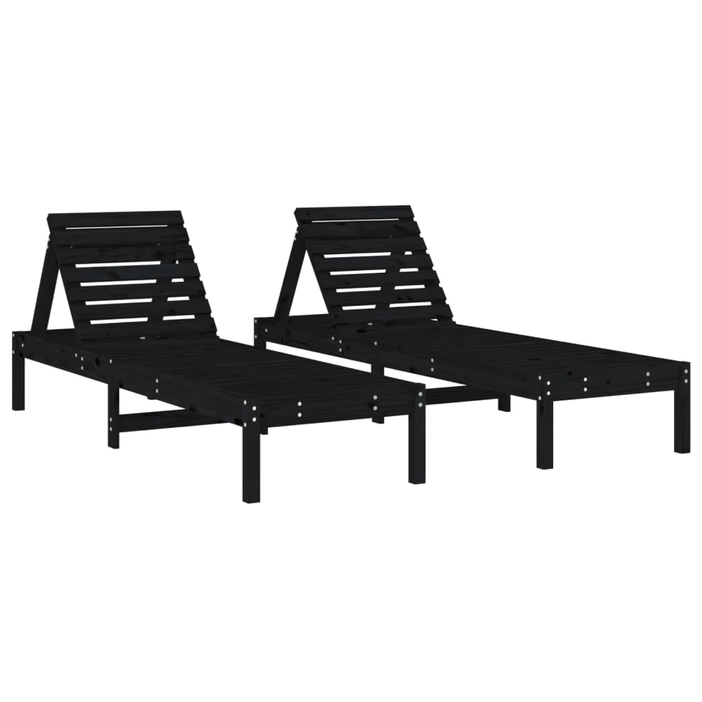 vidaXL Tumbonas con mesa 2 uds madera maciza de pino negro