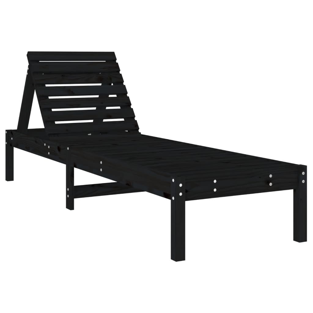 vidaXL Tumbonas con mesa 2 uds madera maciza de pino negro