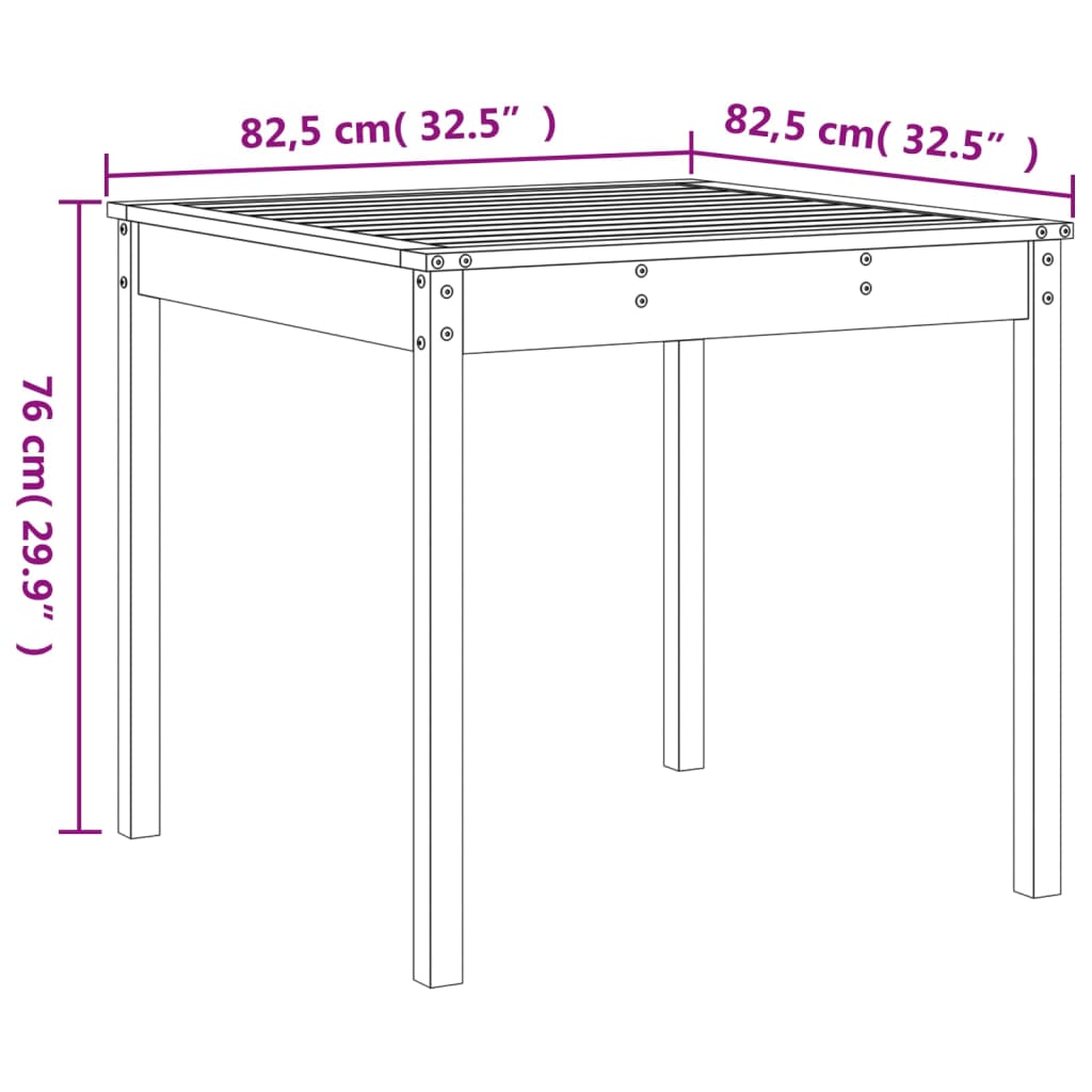 vidaXL Mesa y sillas de jardín 3 piezas madera maciza de pino negro