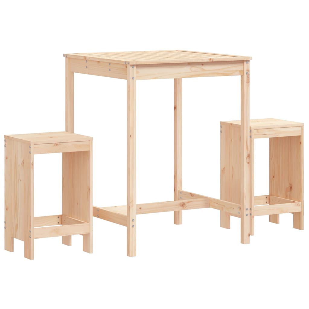 vidaXL Set de mesa y taburetes altos 3 piezas madera maciza de pino