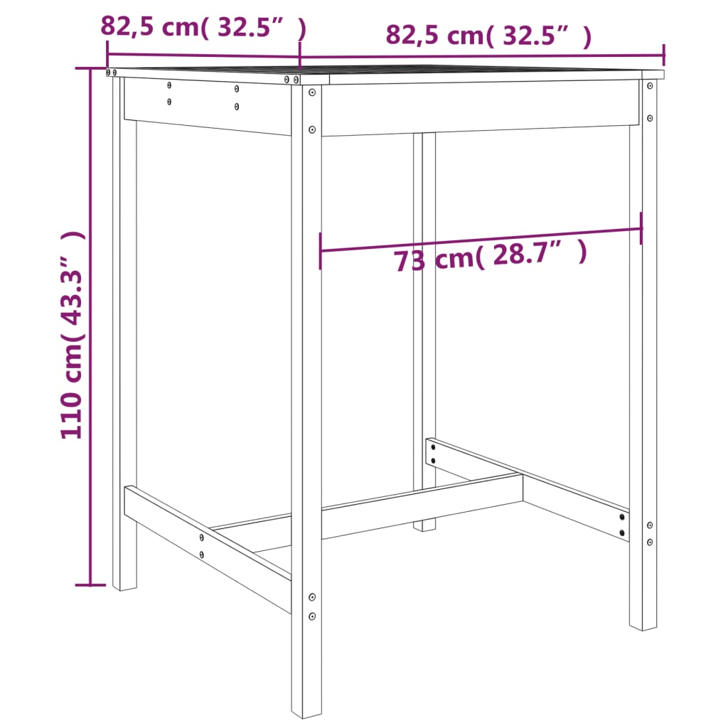 vidaXL Set de mesa y taburetes altos 3 piezas madera maciza de pino