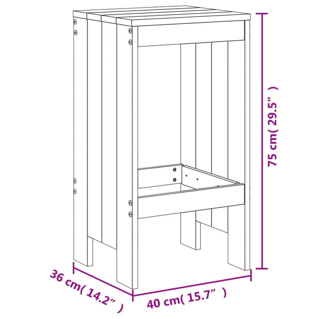 vidaXL Set de mesa y taburetes altos 3 piezas madera maciza de pino