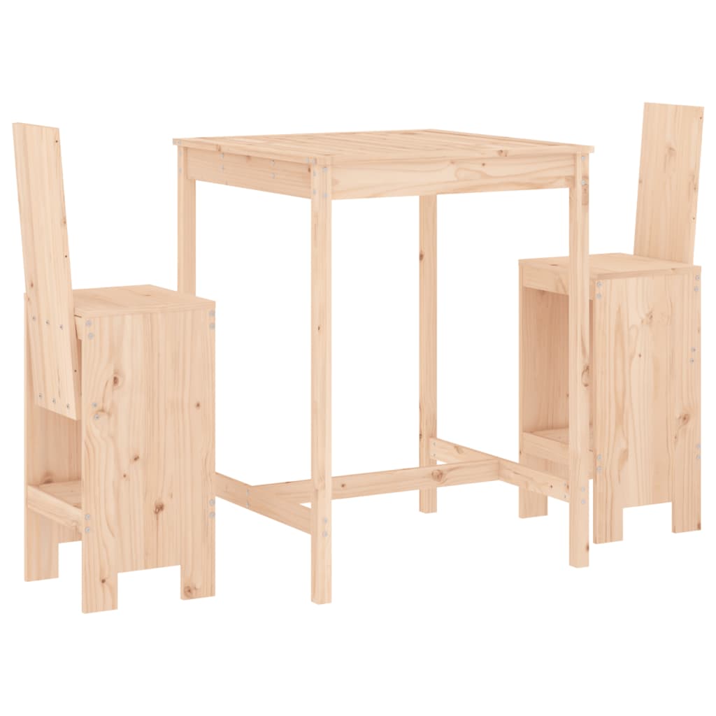 vidaXL Set de mesa y taburetes altos 3 piezas madera maciza de pino