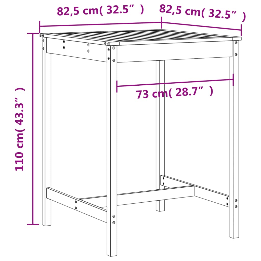 vidaXL Set de mesa y taburetes altos 3 piezas madera maciza de pino