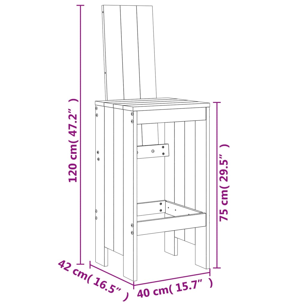 vidaXL Set de mesa y taburetes altos 3 piezas madera maciza de pino