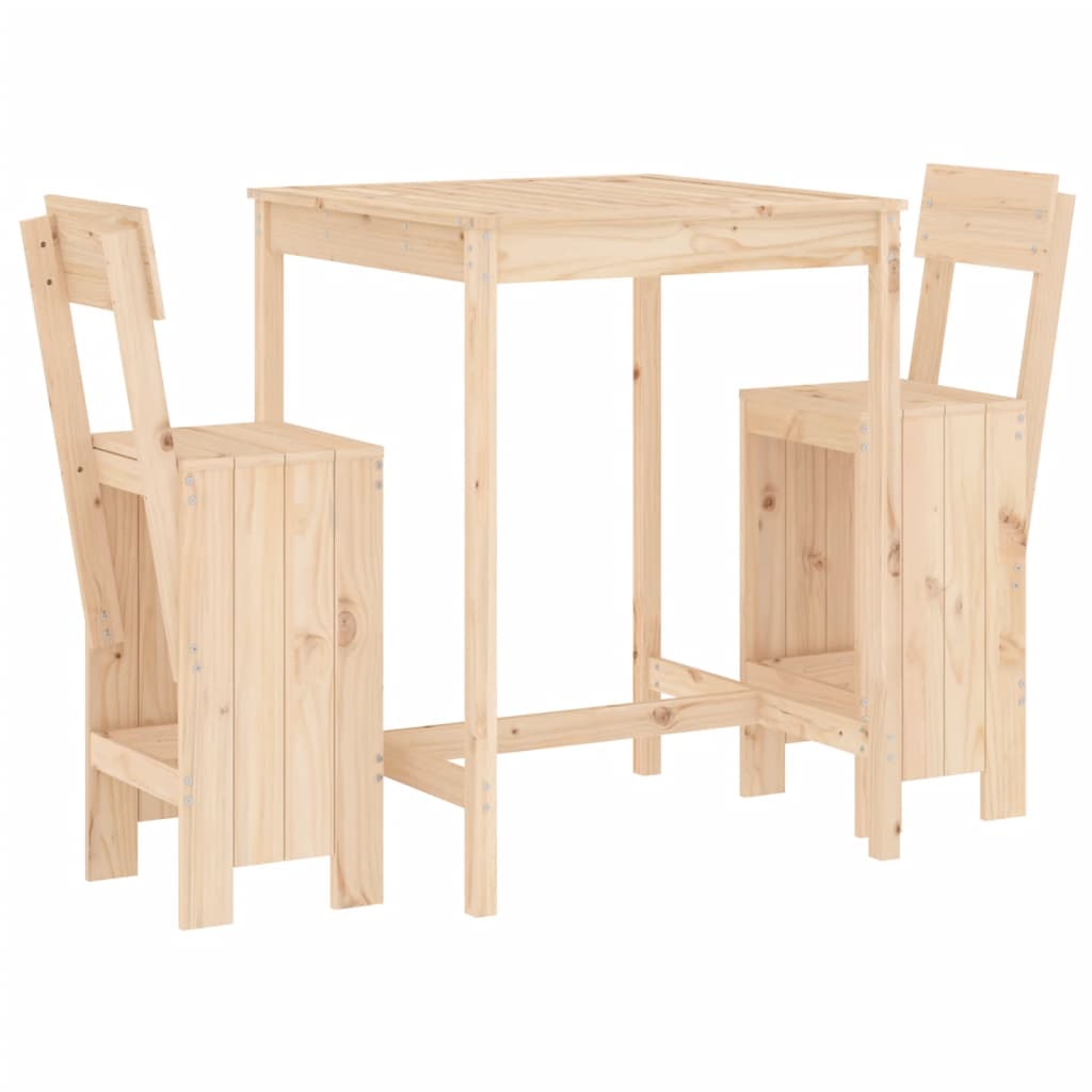 vidaXL Set de mesa y taburetes altos 3 piezas madera maciza de pino