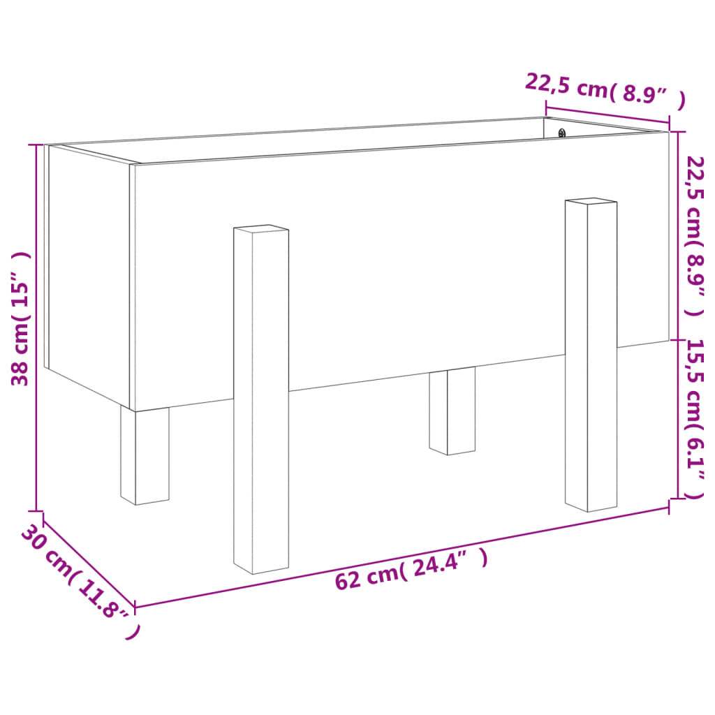 vidaXL Jardinera madera maciza de abeto Douglas 62x30x38 cm