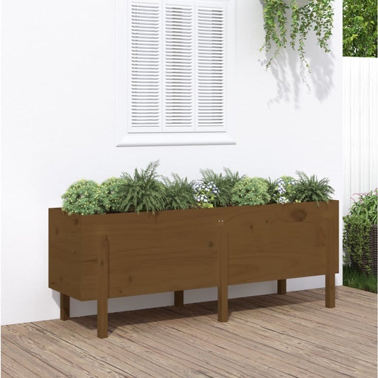 vidaXL Arriate elevado de jardín madera pino marrón miel 160x50x57 cm