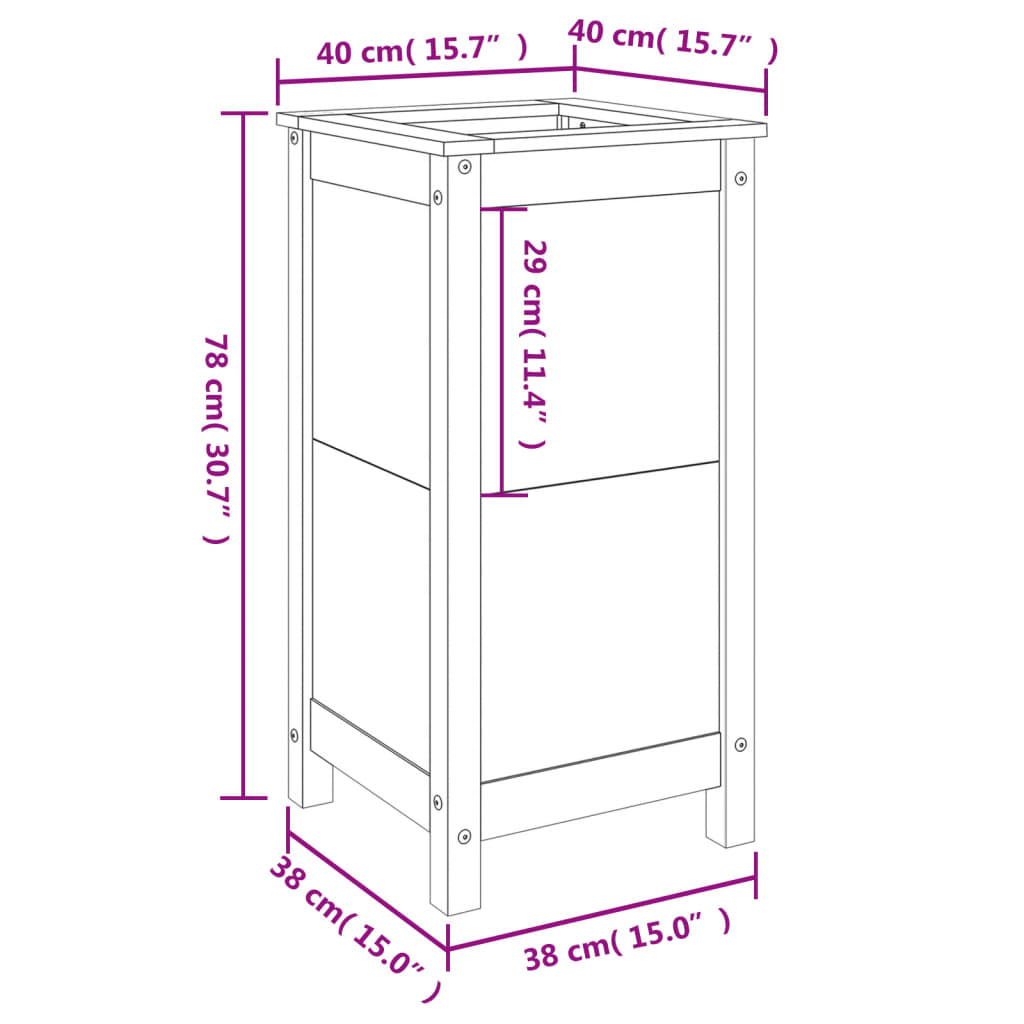 vidaXL Jardinera madera maciza de pino 40x40x78 cm