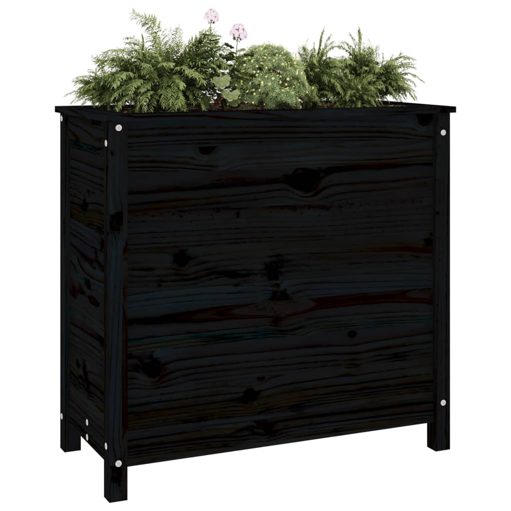 vidaXL Jardinera madera maciza de pino negro 82,5x40x78 cm