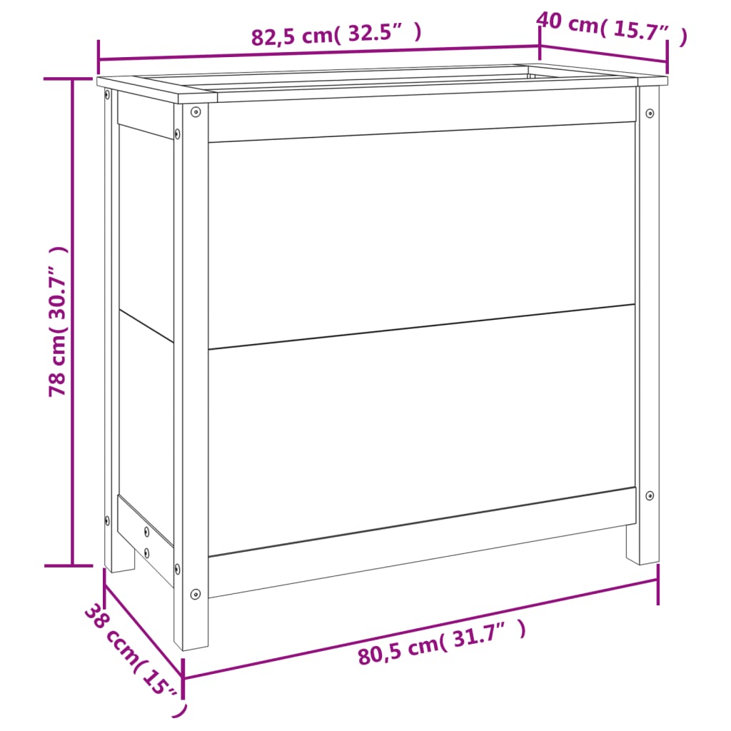 vidaXL Jardinera madera maciza de pino negro 82,5x40x78 cm