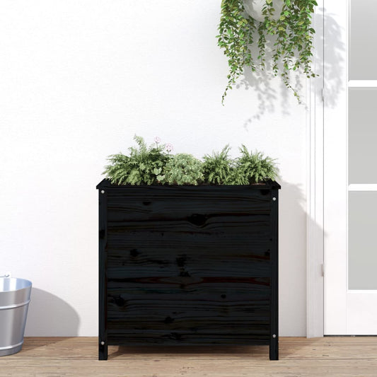 vidaXL Jardinera madera maciza de pino negro 82,5x40x78 cm