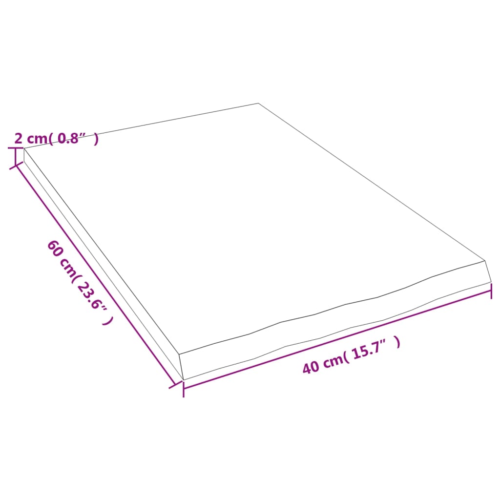 vidaXL Estante de pared madera maciza de roble sin tratar 40x60x2 cm