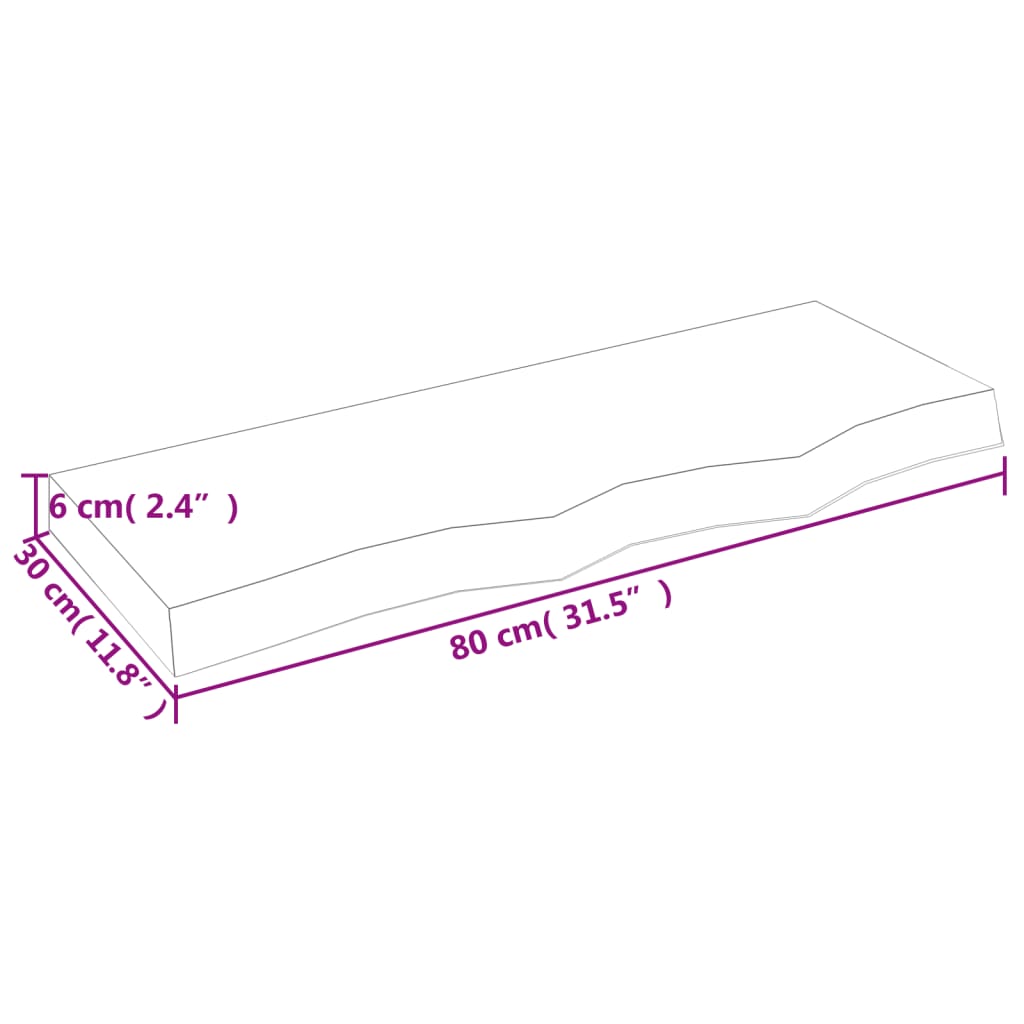 vidaXL Estante de pared madera maciza roble sin tratar 80x30x(2-6) cm