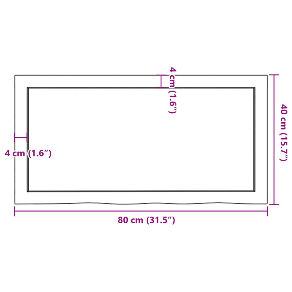 vidaXL Estante de pared madera maciza roble sin tratar 80x40x(2-4) cm