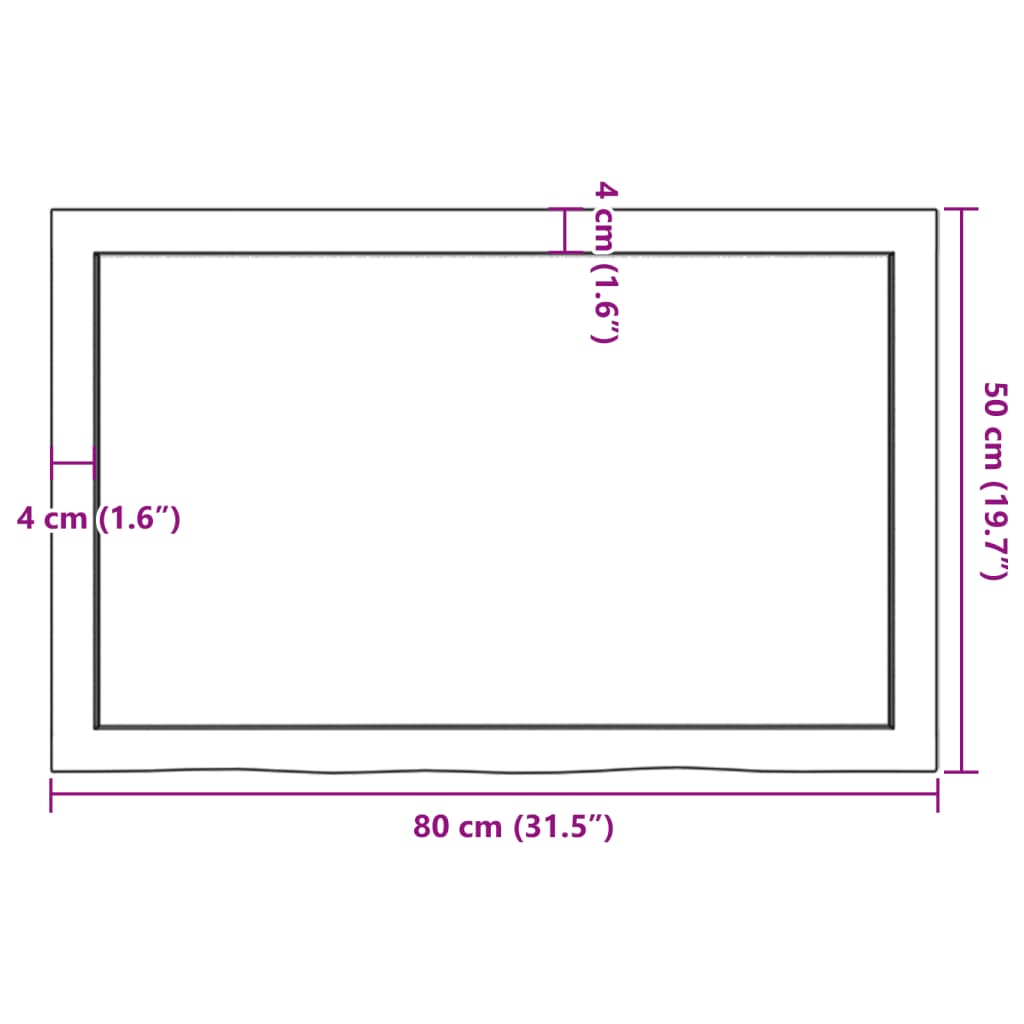 vidaXL Estante de pared madera maciza roble sin tratar 80x50x(2-4) cm