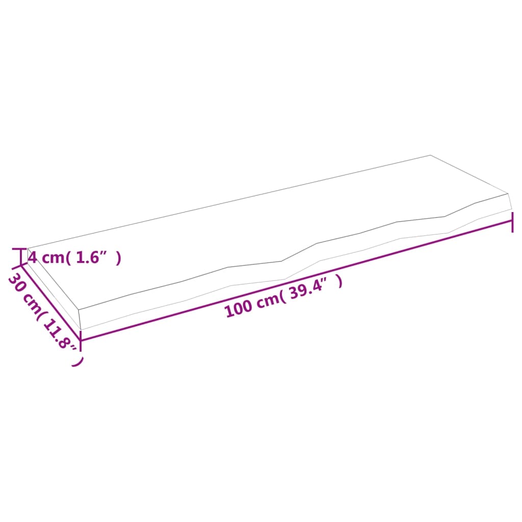 vidaXL Estante de pared madera maciza roble sin tratar 100x30x(2-4) cm