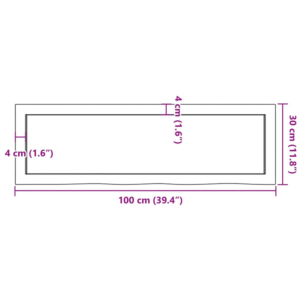 vidaXL Estante de pared madera maciza roble sin tratar 100x30x(2-4) cm