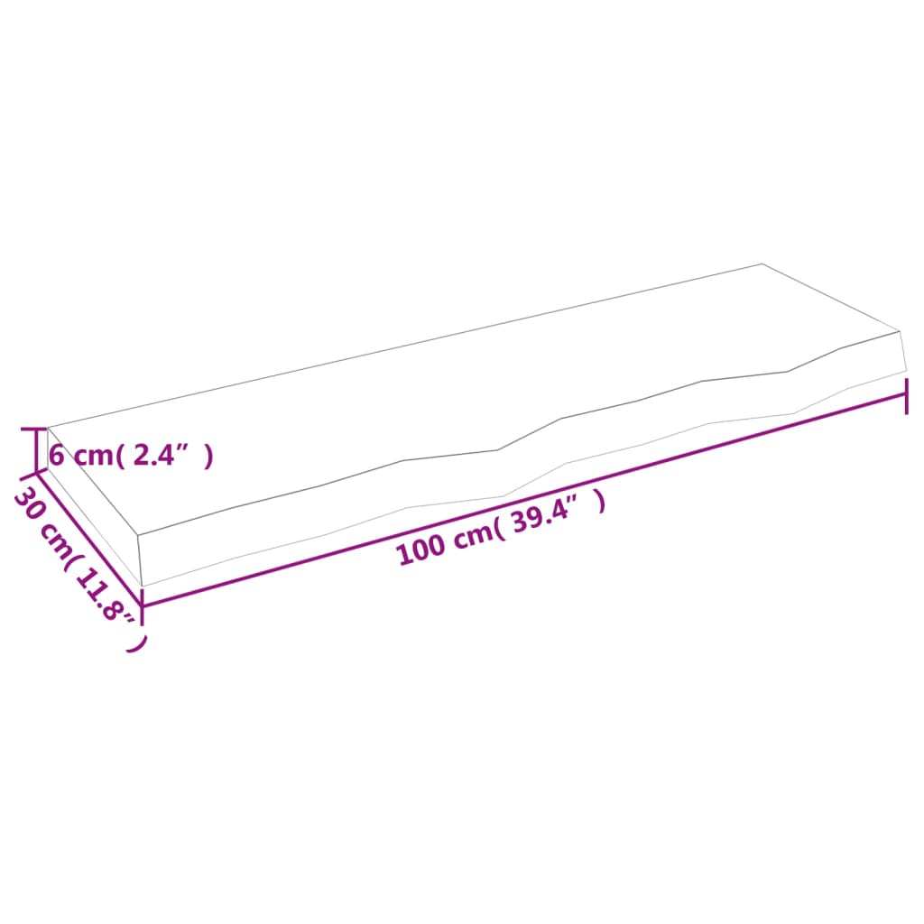 vidaXL Estante de pared madera maciza roble sin tratar 100x30x(2-6) cm