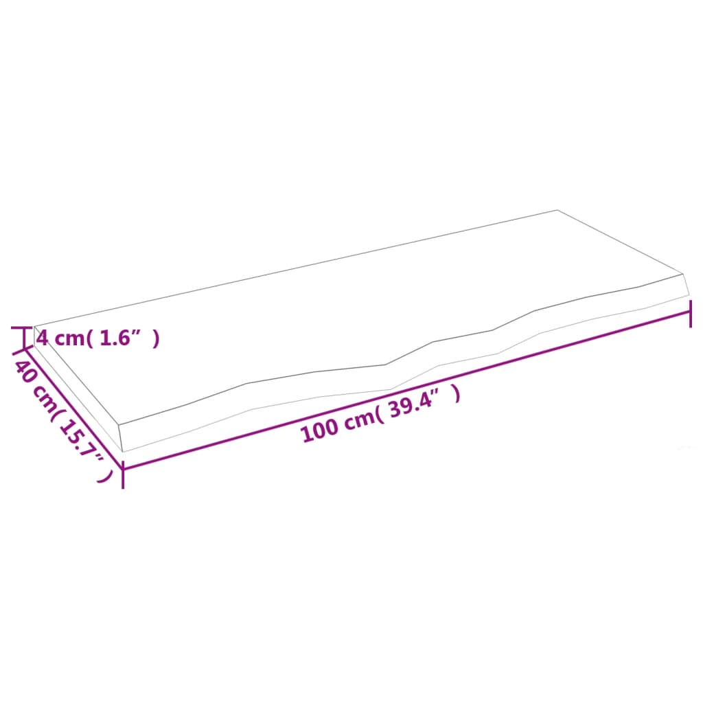 vidaXL Estante de pared madera maciza roble sin tratar 100x40x(2-4) cm