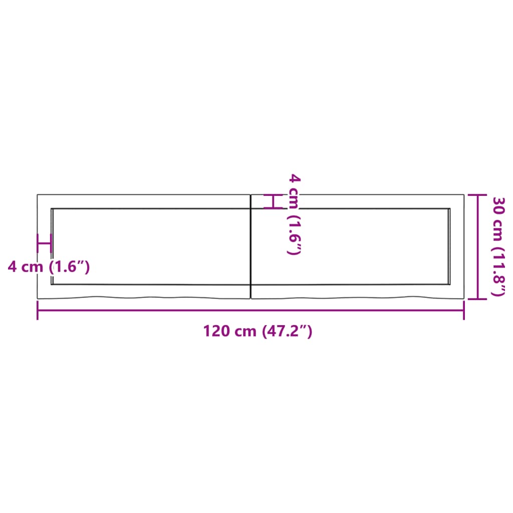 vidaXL Estante de pared madera maciza roble sin tratar 120x30x(2-4) cm