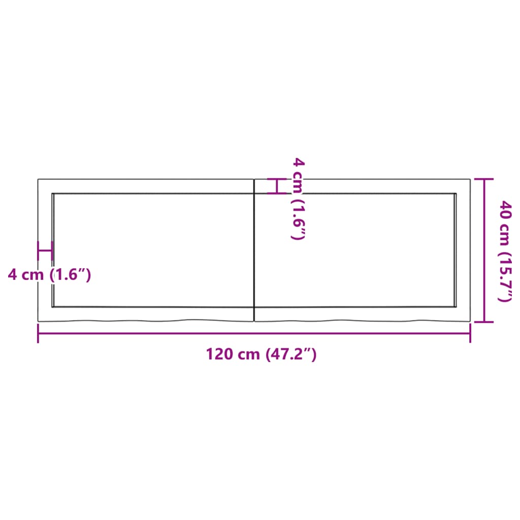 vidaXL Estante de pared madera maciza roble sin tratar 120x40x(2-4) cm