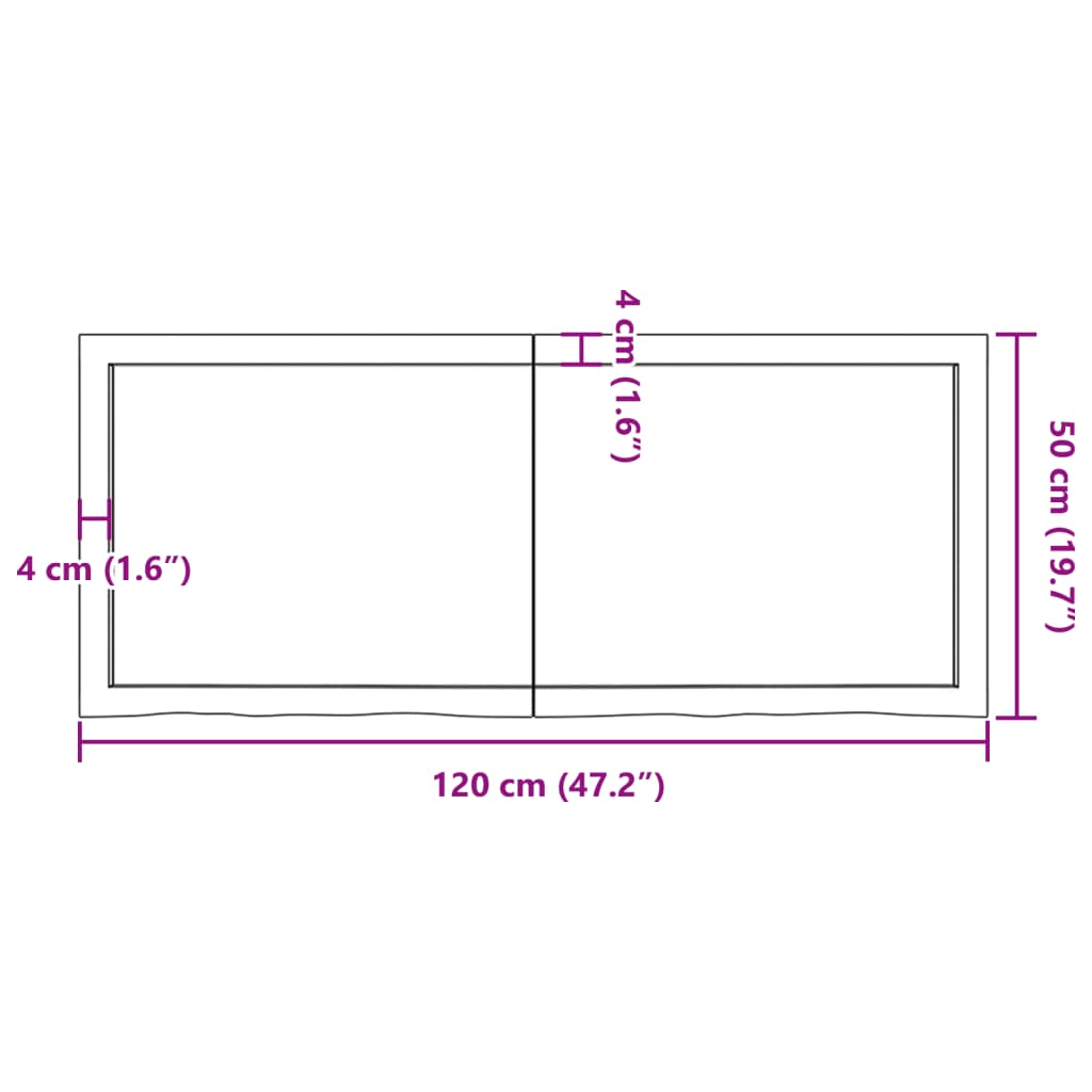 vidaXL Estante de pared madera maciza roble sin tratar 120x50x(2-4) cm