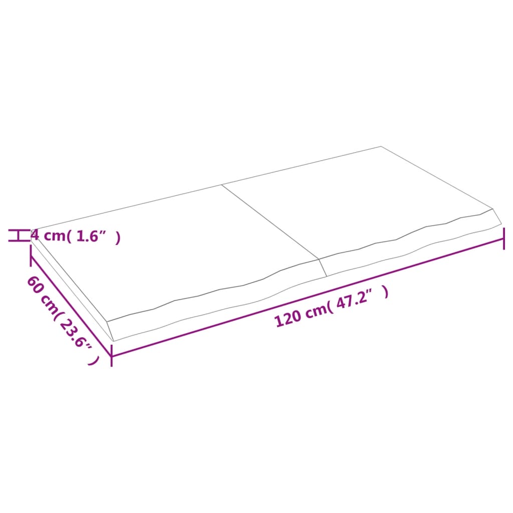 vidaXL Estante de pared madera maciza roble sin tratar 120x60x(2-4) cm