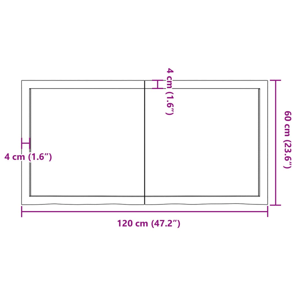 vidaXL Estante de pared madera maciza roble sin tratar 120x60x(2-4) cm