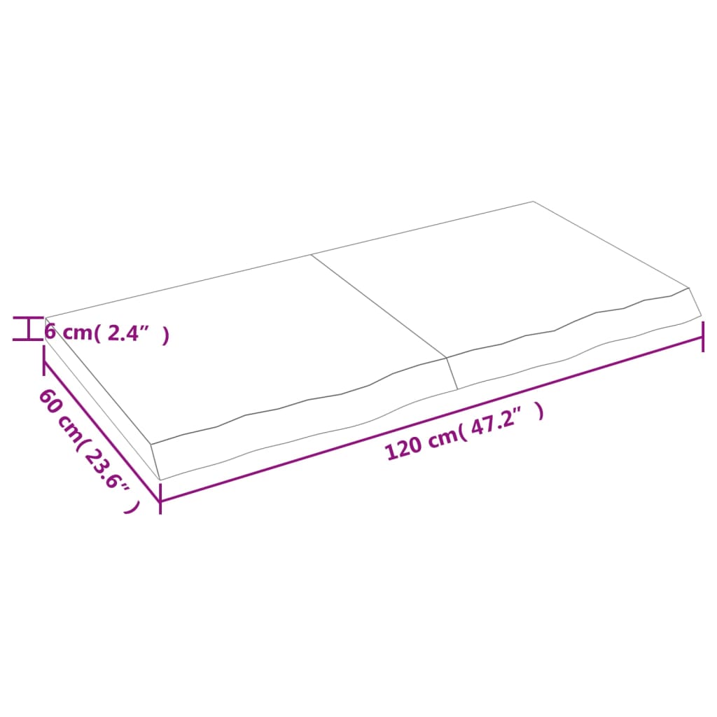 vidaXL Estante de pared madera maciza roble sin tratar 120x60x(2-6) cm