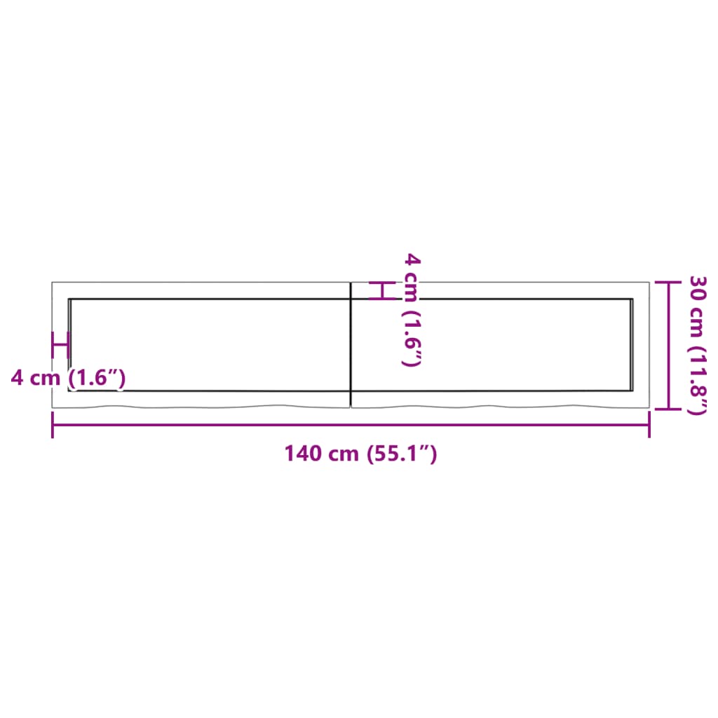 vidaXL Estante de pared madera maciza roble sin tratar 140x30x(2-4) cm