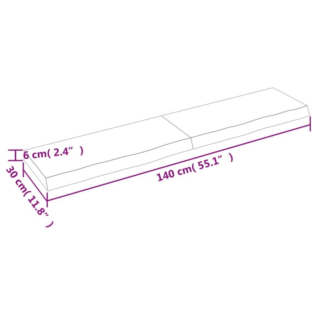 vidaXL Estante de pared madera maciza roble sin tratar 140x30x(2-6) cm