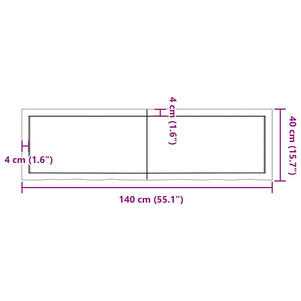 vidaXL Estante de pared madera maciza roble sin tratar 140x40x(2-4) cm