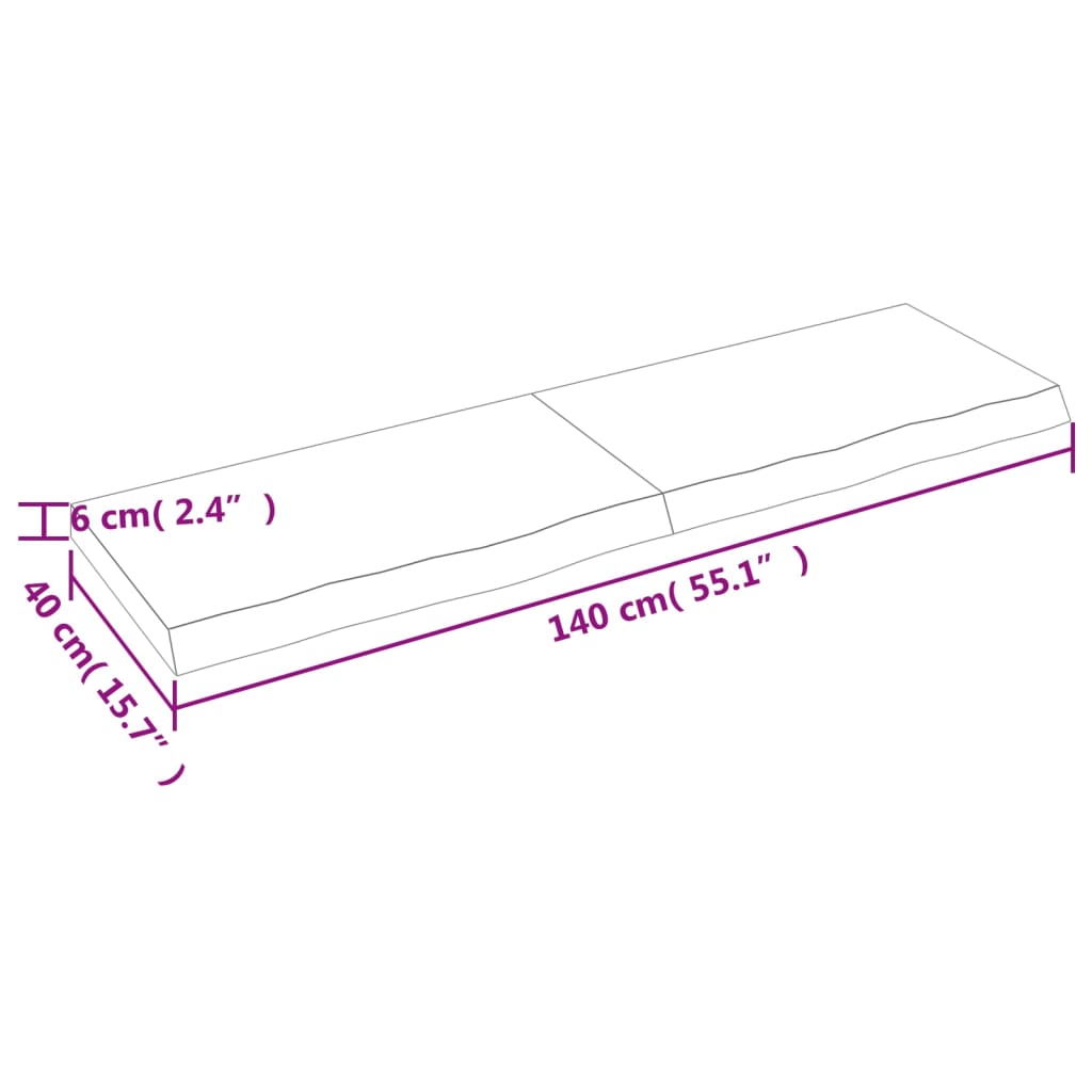 vidaXL Estante de pared madera maciza roble sin tratar 140x40x(2-6) cm