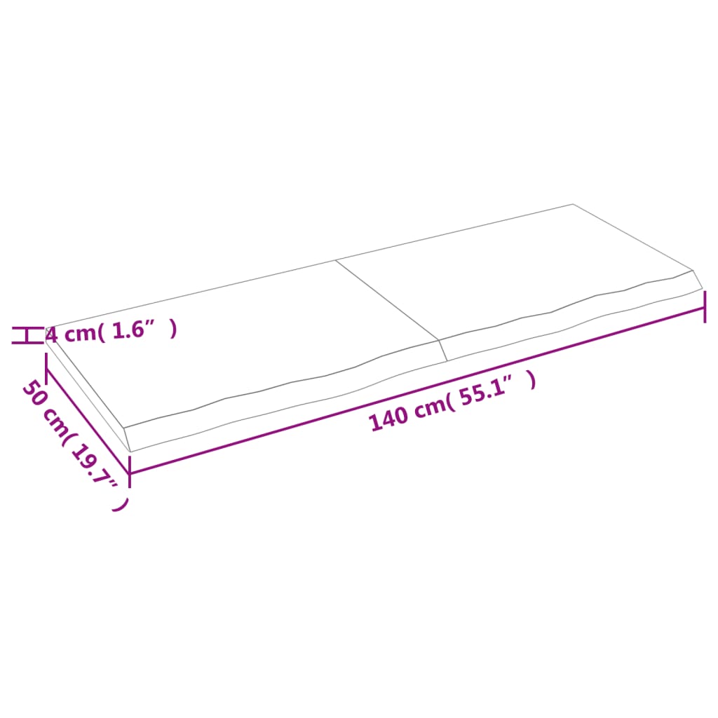 vidaXL Estante de pared madera maciza roble sin tratar 140x50x(2-4) cm