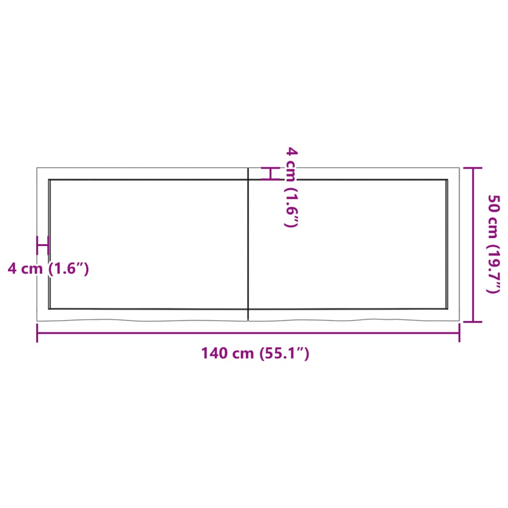 vidaXL Estante de pared madera maciza roble sin tratar 140x50x(2-4) cm