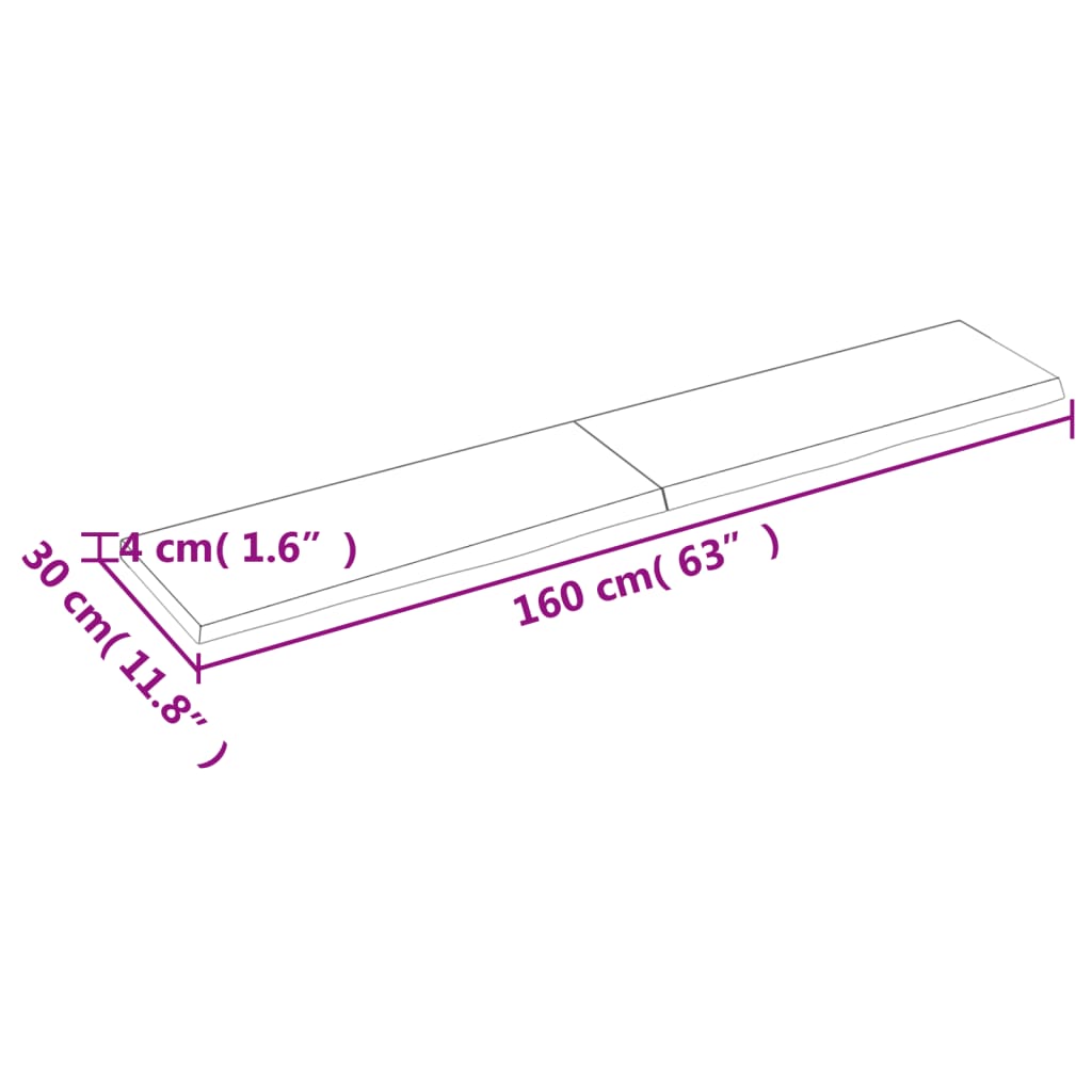 vidaXL Estante de pared madera maciza roble sin tratar 160x30x(2-4) cm