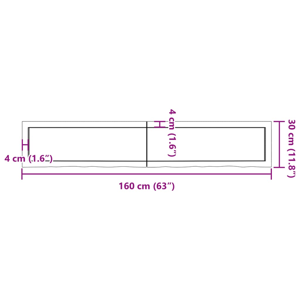 vidaXL Estante de pared madera maciza roble sin tratar 160x30x(2-4) cm