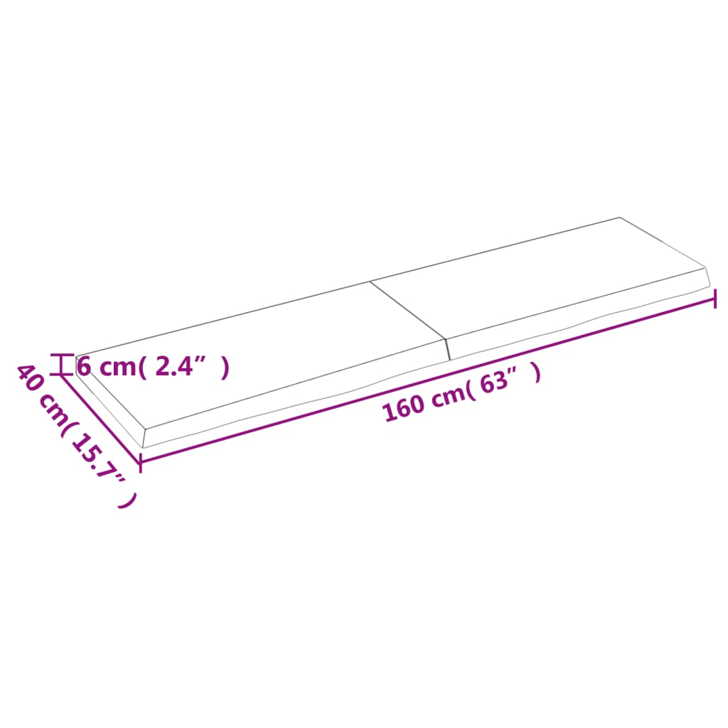 vidaXL Estante de pared madera maciza roble sin tratar 160x40x(2-6) cm