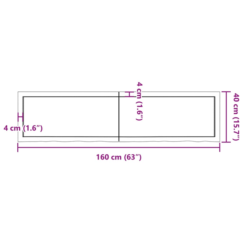 vidaXL Estante de pared madera maciza roble sin tratar 160x40x(2-6) cm