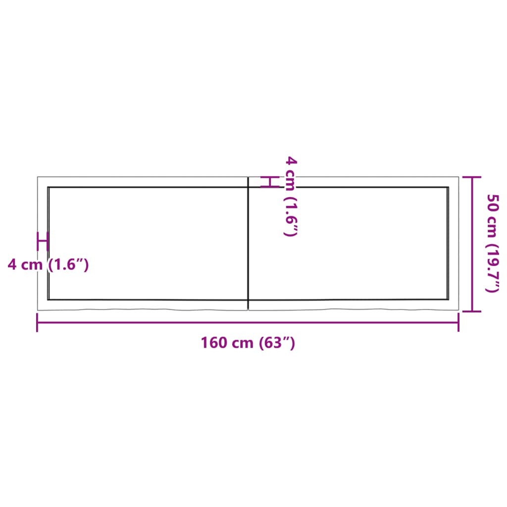 vidaXL Estante de pared madera maciza roble sin tratar 160x50x(2-4) cm