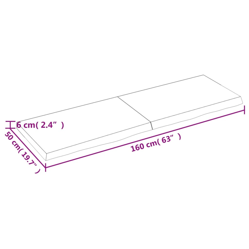 vidaXL Estante de pared madera maciza roble sin tratar 160x50x(2-6) cm