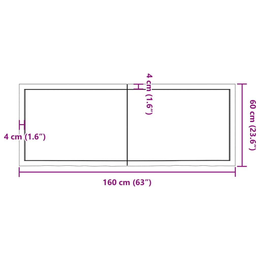 vidaXL Estante de pared madera maciza roble sin tratar 160x60x(2-4) cm