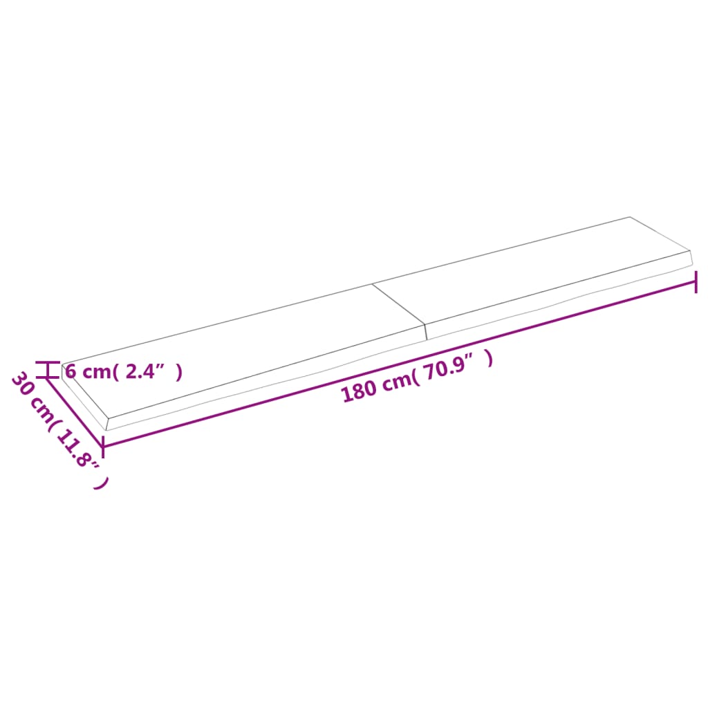 vidaXL Estante de pared madera maciza roble sin tratar 180x30x(2-6) cm