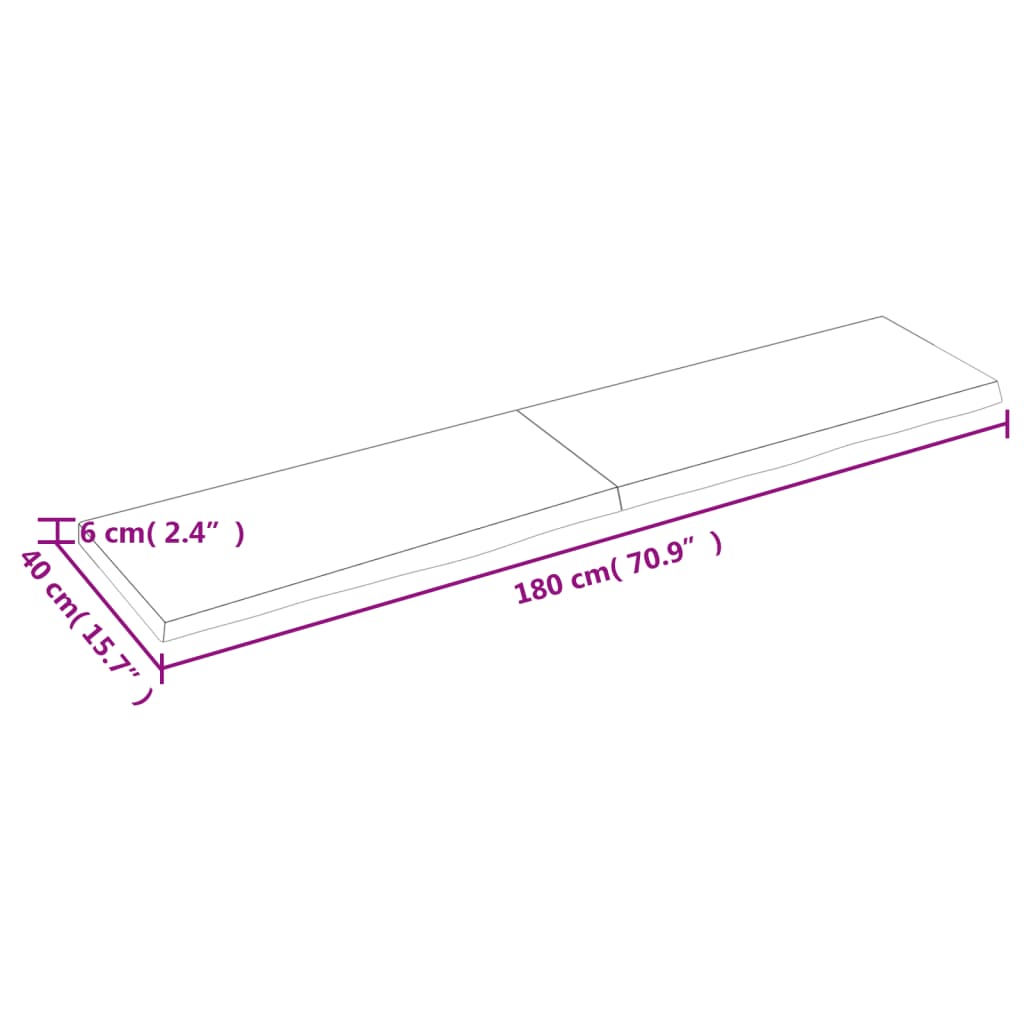 vidaXL Estante de pared madera maciza roble sin tratar 180x40x(2-6) cm